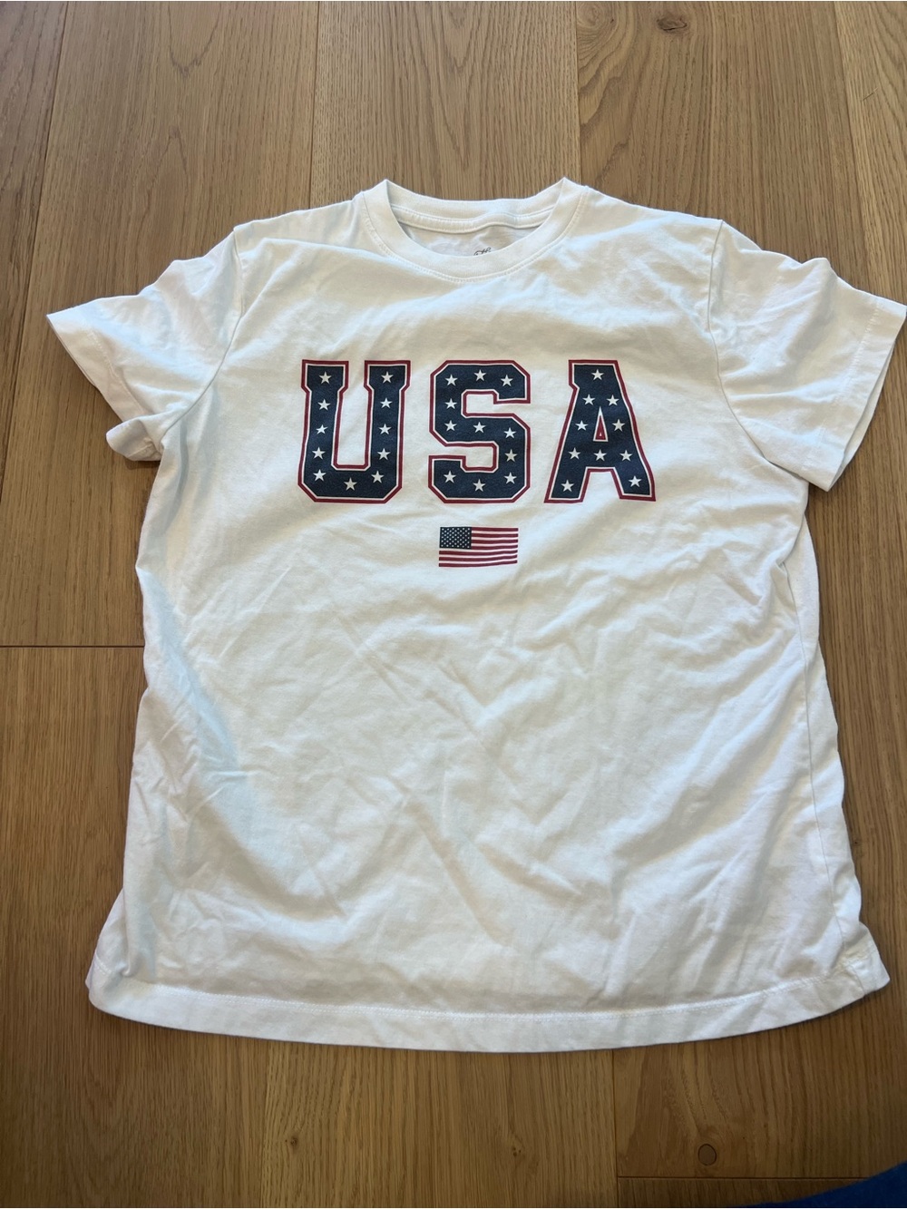 Universal Thread White Tee with Navy & Red USA Graphic